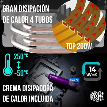 Disipador Aire Fan Cooler M Cpu Lga 1700 Am5 Am4 Argb 1200