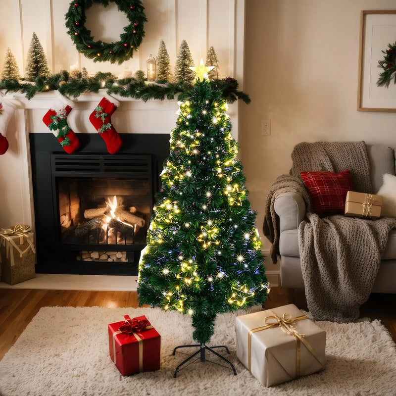 Vingli Arbol Artificial De Navidad De Fibra Optica Preilumin