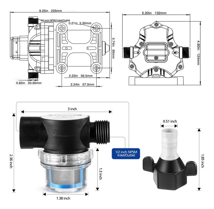 Bomba De Diafragma De Presion De Agua Industrial De 115 V, A