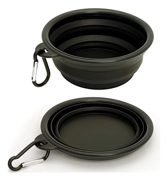 Plato De Goma Plegable Portátil De Mascotas Perro Y Gato Color Negro