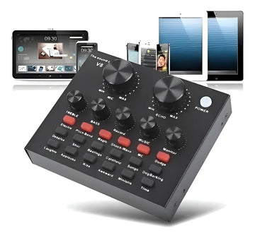 Tarjeta Sonido Externa V8 Transmisión Mic Aux Audif Equalize