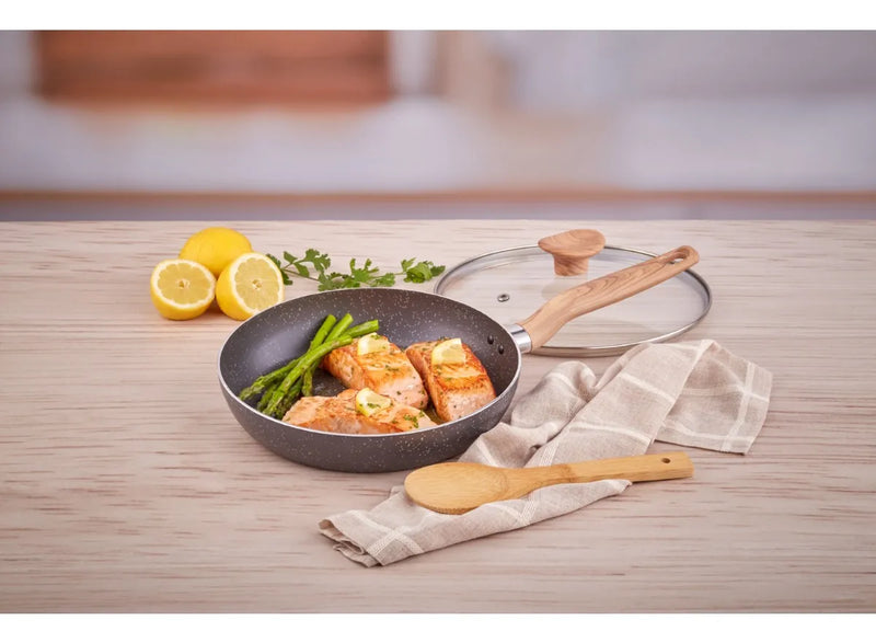 Sartén Imusa Natural Stone De 24cm Con Tapa De Vidrio Color Gris