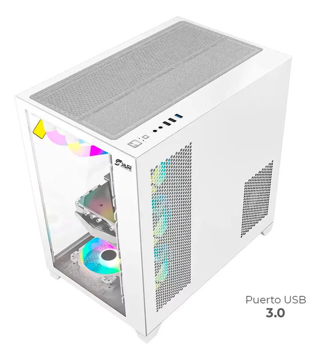 Chasis Gamer Jx119 Aurora 7 Fans Blanco Rgb