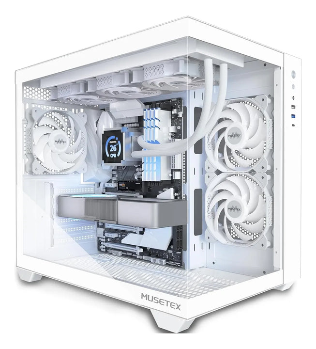 Caja Para Pc Musetex Atx, Vidrio Templado, 3 Ventiladores