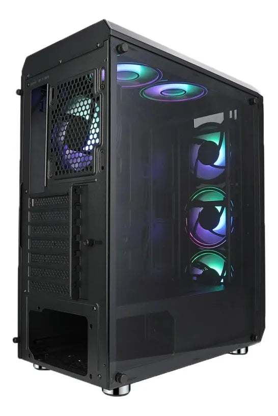 Chasis Caja Atx Gamer Iceberg Crystal G11 + 4 Fans Argb Negro