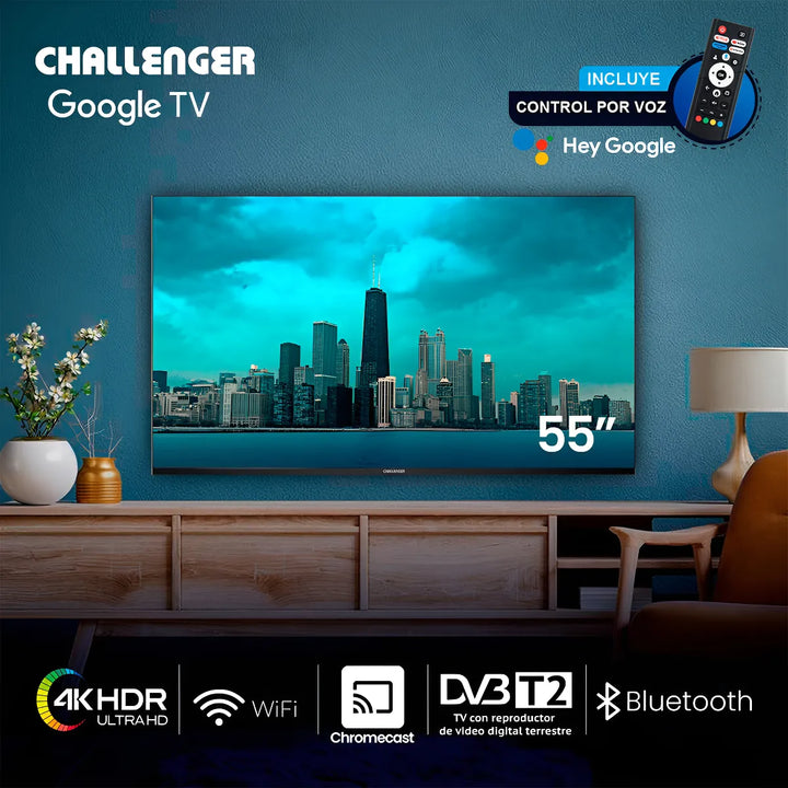 Televisor 55 Pulgadas Smart Google Tv Challenger