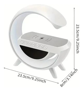 Parlante Bluetooth Con Luz Rgb Y Carga Inalámbrica + Reloj Blanco