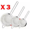 Juego De Coladores Metálicos X3pcs De Cocina Tamizador Acero