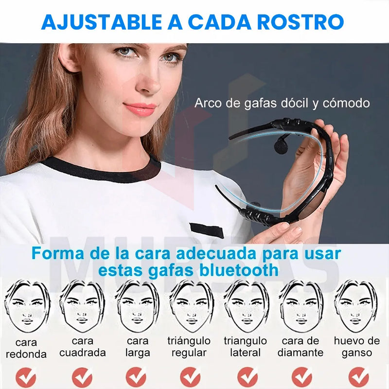 Gafas De Sol Audífonos Mp3 Bluetooth Reducción Ruido Negro