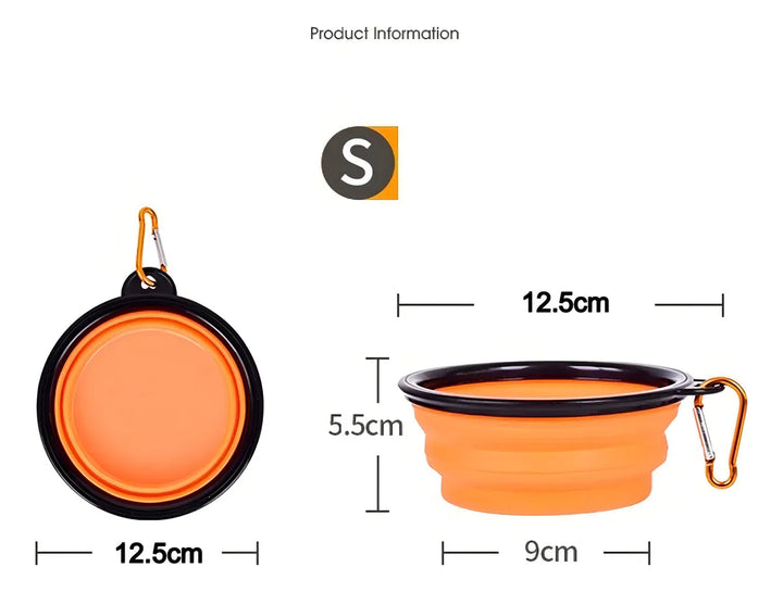 Plato De Goma Plegable Portátil De Mascotas Perro Y Gato Color Negro