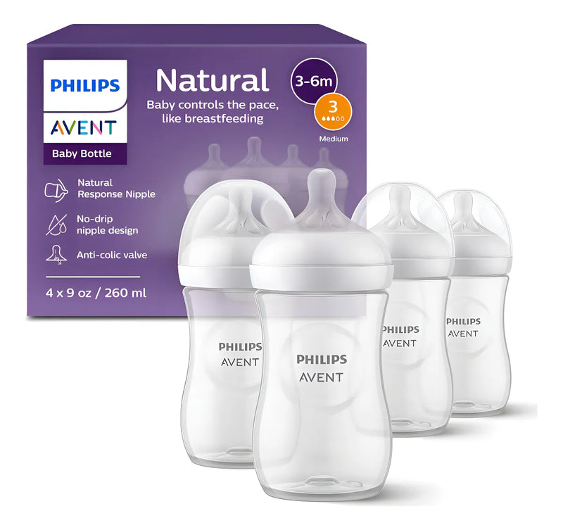 Philips Avent Natural 9oz 4 Biberones Color Transparente