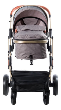 Coche Bebé Moises Plegable Ebaby Color Beige Chasis Dorado