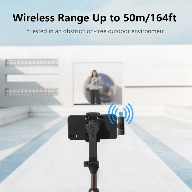 Sistema de micrófono inalámbrico Boya BY-v2 para iOS 2.4G con solapa, negro