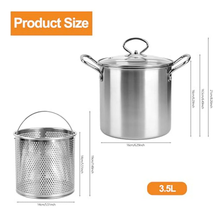 Freidora De 3 5l Acero Inoxidable Con Tapa Y Canasta - Ideal