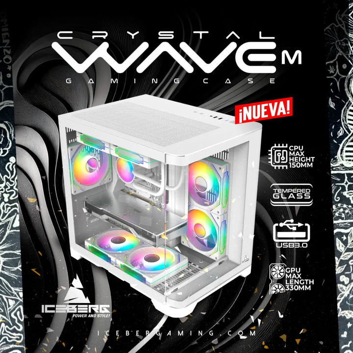 Gabinete Gamer Iceberg Wave Blanco 3 Ventiladores Argb