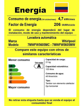 Lavadora Whirlpool Carga Frontal 21kg Xpert Inverter Gris