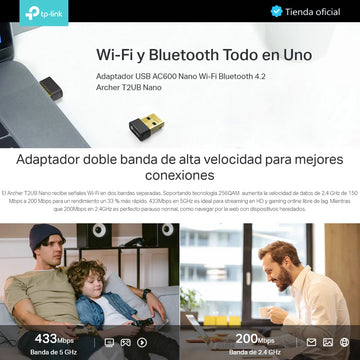 Tp-link Archer T2ub Nano, Adaptador Usb Bluetooth Wifi Ac600