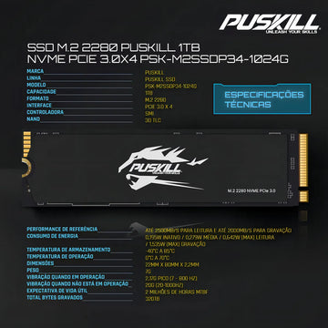 interno Puskill Puskill SSD PSK-M2SSDP34-1024G 1TB negro
