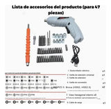 Destornillador Inalámbrico Eléctrico Recargable 47 Piezas - Gris