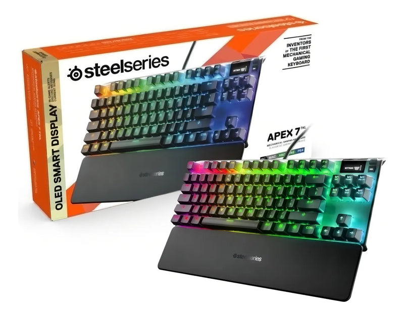 Teclado SteelSeries Apex QWERTY QX2 Red inglés US color negro con luz RGB
