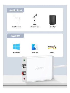 Adaptador De Audio De Tarjeta De Sonido, Ugreen
