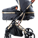 Coche Bebé Moises Plegable Ebaby Color Gris Oscuro Chasis Dorado