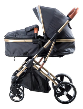 Coche Bebé Moises Plegable Ebaby Color Gris Oscuro Chasis Dorado