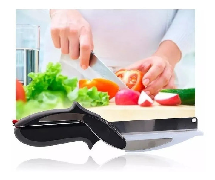 Clever Cutter Cortador Cocina 2 En 1 Cuchillo Tijeras Mesa Blanco
