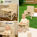 Silla Plegable Para Bebe Portatil Con Bandeja - Comedor Silla Bebe Beige