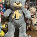 Oso De Peluche Gigante 1,50m + Moño + 3 Globos Gris