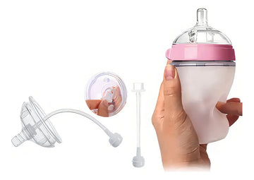 Biberon En Silicona Cuello Ancho Fácil Limpieza Rosa