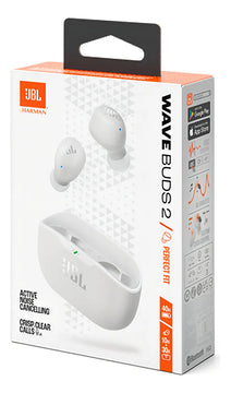 Auriculares Jbl Wave Buds 2 con Cancell Ruido Colors, color blanco