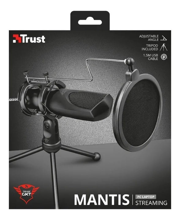 Microfono Trust Gxt 232 Mantis Streaming Usb Color Negro