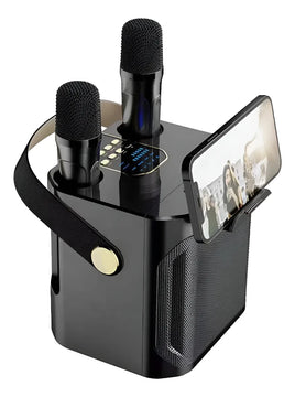 Parlante Bluetooth Karaoke Inalámbrico Con 2 Micrófonos S882 Negro