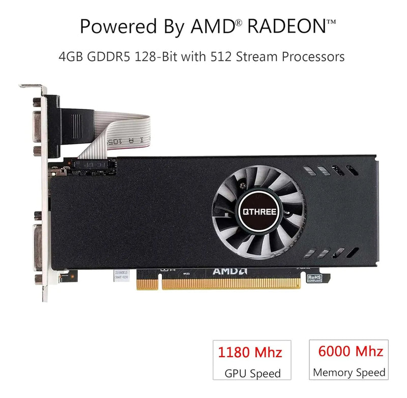Tarjeta Grafica Qthree Radeon Rx 550 4gb Gddr5 Vga Dvi Hdmi