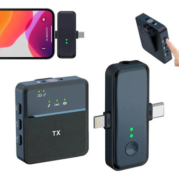 Microfono Sx31 De Solapa Inalambrico Para Celular Tipo C I Negro