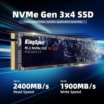 Unidad De Estado Sólido De 1tb M.2 Nvme Gen3x4 2280 Kingspe Negro