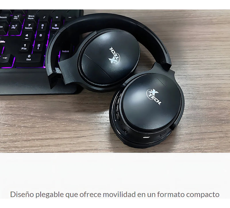 Audífonos Bluetooth 5.0 Xtech Xth-613, Micrófono / Micro Sd Color Negro
