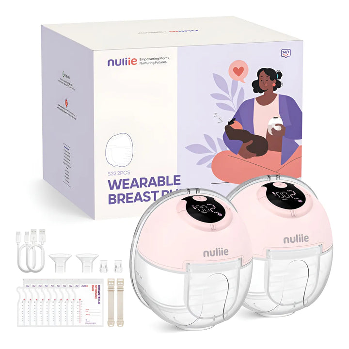 Nuliie Extractor De Leche Manos Libres (rojo Suave, 2 Paquet