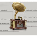 Altavoz Fonógrafo Vintage Estereo, Super Bass De Lujo Madera Con Dorado