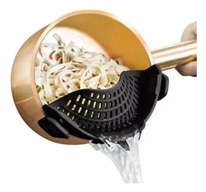 Colador Ajustable A Recipiente En Silicona Negro