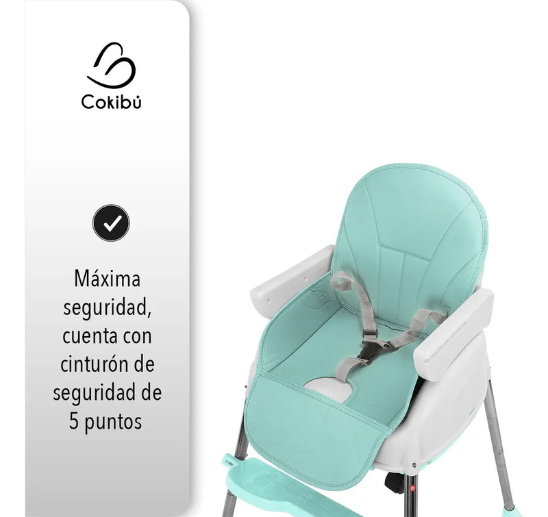 Silla Cokibú Bebé Sbebe-1mt 3 Alturas Menta Liso Agua