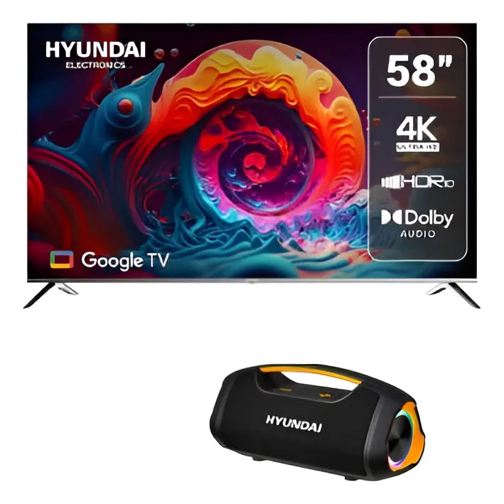 Televisor 58 Pulgadas Google Tv + Parlante Bluetooth Hyundai