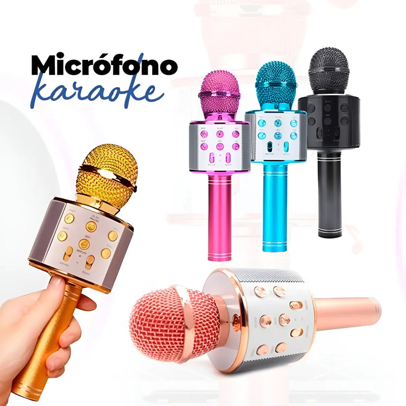 Microfono Karaoke Bluetooth -altavoz Ws 858 Infantil Color Negro