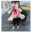 Osa De Peluche Grande De 1 Metro Perfumada Y Con Moño De Reg Crema