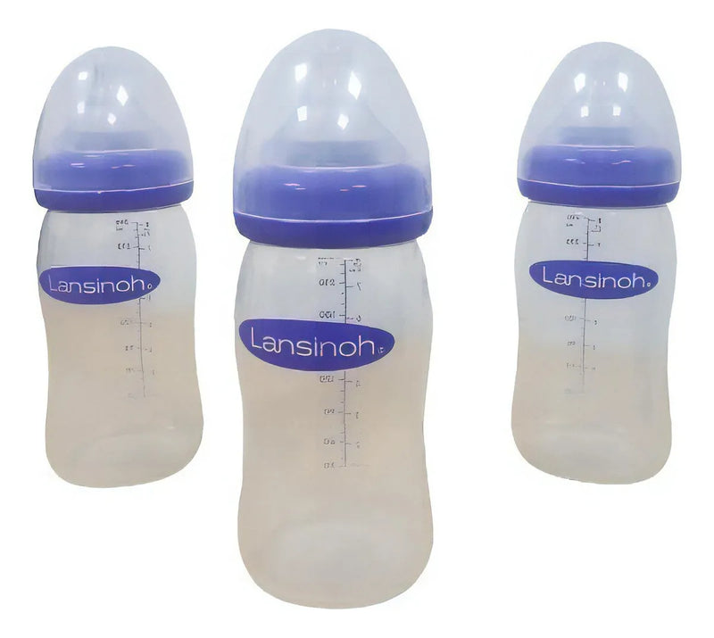 Set 3 Biberones Lansinoh Naturalwave 8 Onzas 3m Flujo Medio Color Blanco