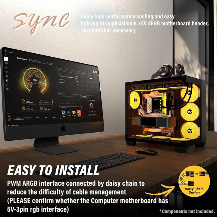 Pc Case Atx 6 Pwm Argb Ventiladores Preinstalados Funda