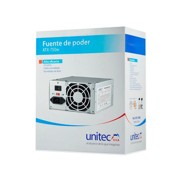 Fuente Poder Computador Torre Atx 750w Nominales Unitec