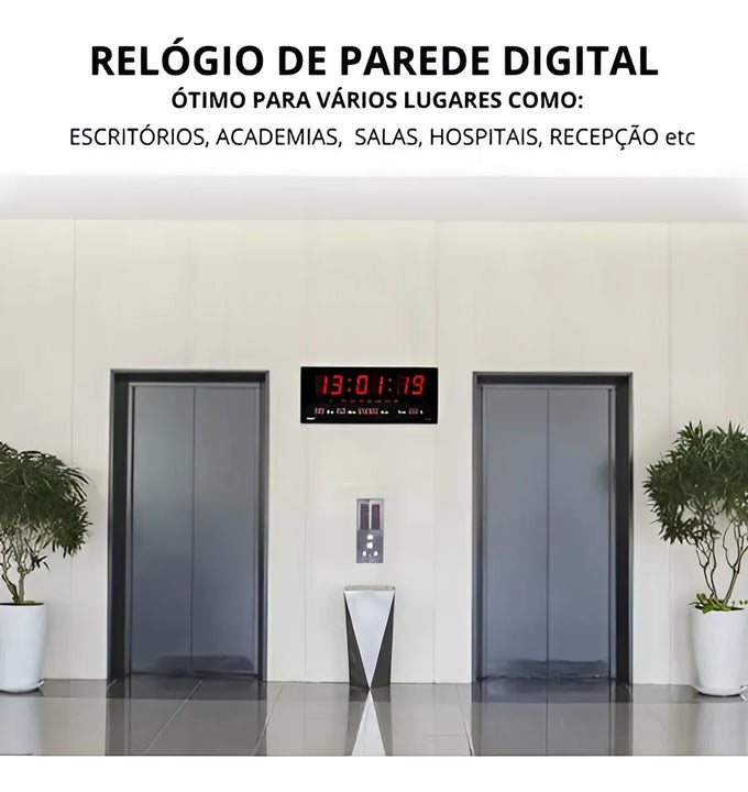 Reloj de pared LED digital grande con temperatura de día, mes y año