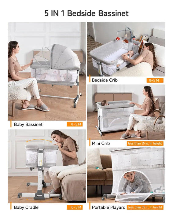 Besrey Moises 5 En 1 Para Bebe Con Moises Y Cuna Para Bebe,